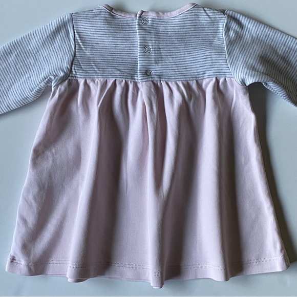 Kissy Kissy Dress 2 3 Months Pink Gray Stripes Cotton Cross Over Front EUC Girls - Picture 10 of 11